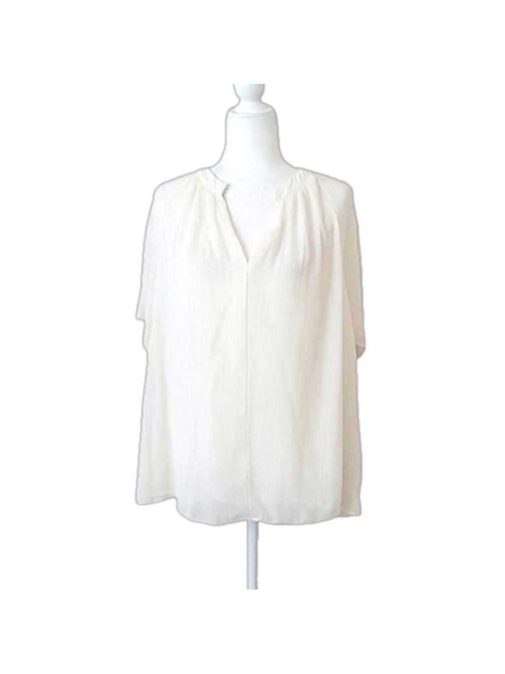 H & M sheer flowy boho off white cream v neck top XL